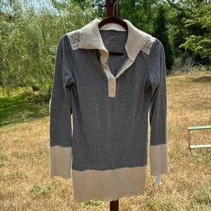 Free People shirt size medium gray/ white, Nordic details, lightweight sweater
